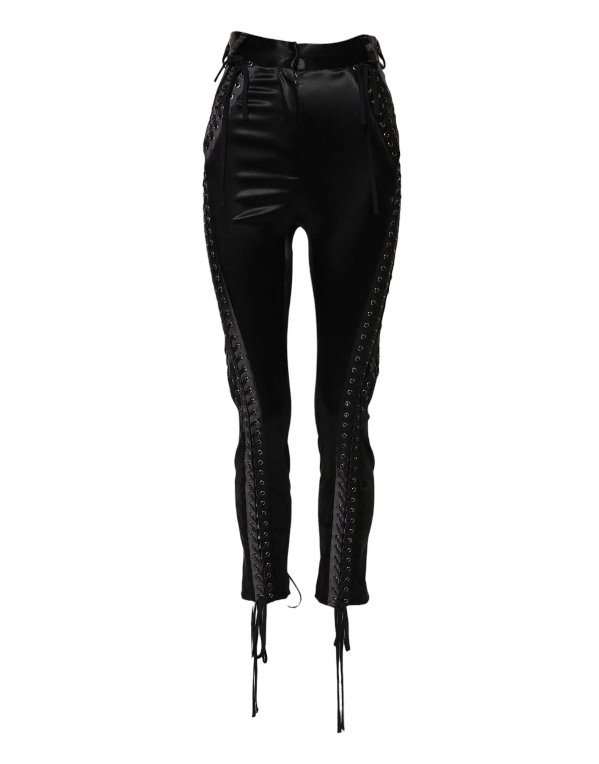 Dolce & Gabbana Black Lace Details High Waist Skinny Pants - Zeiniez