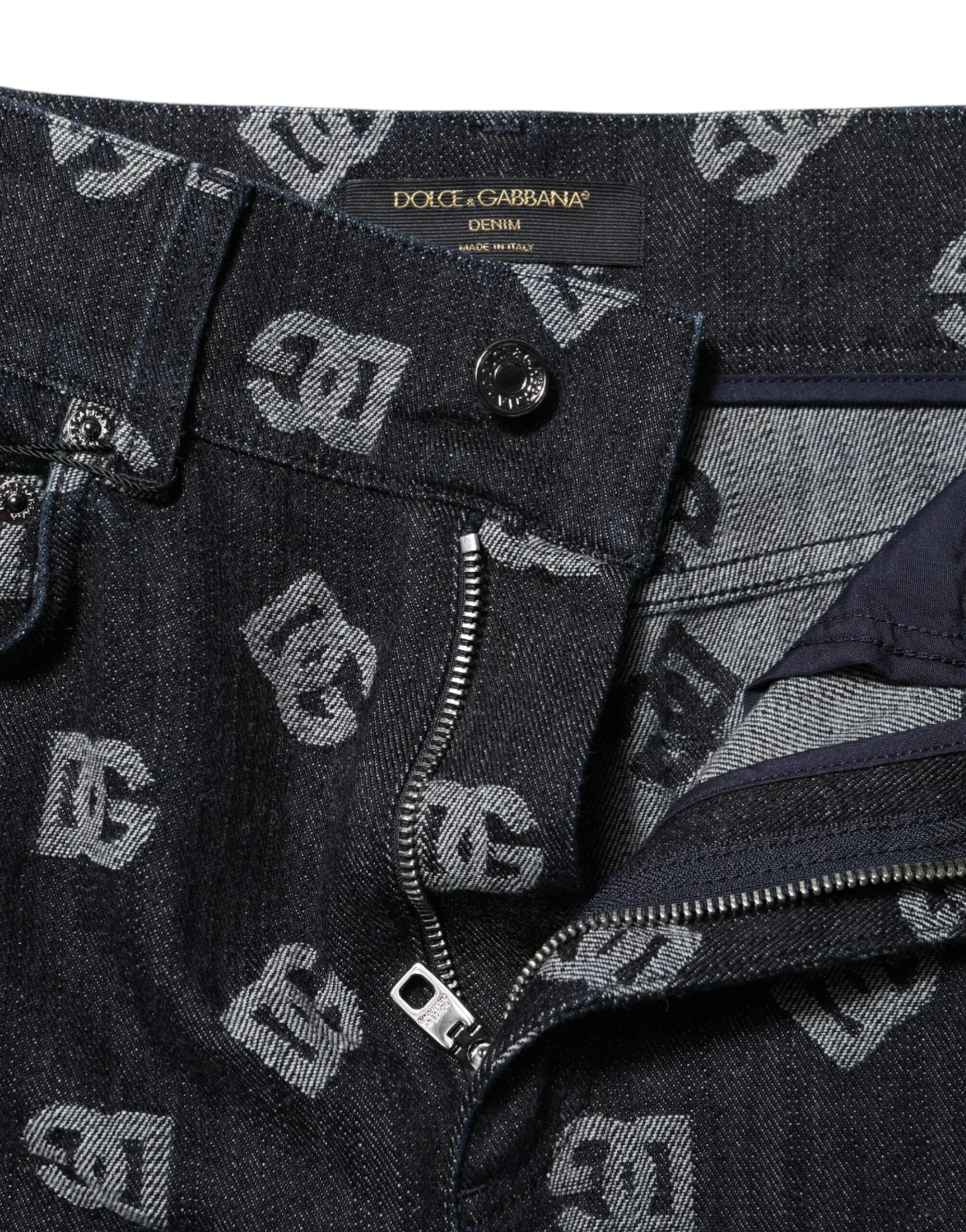 Dolce & Gabbana Black DG Logo High Waist Skinny Denim Jeans - Zeiniez