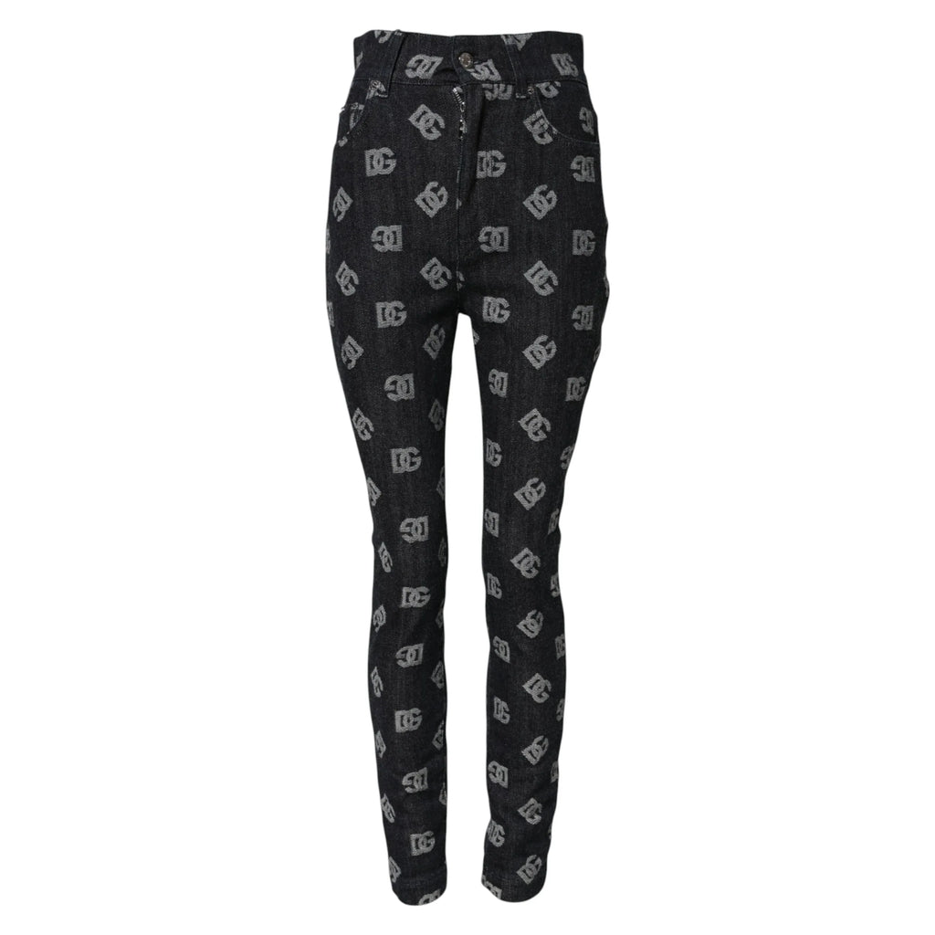 Dolce & Gabbana Black DG Logo High Waist Skinny Denim Jeans - Zeiniez