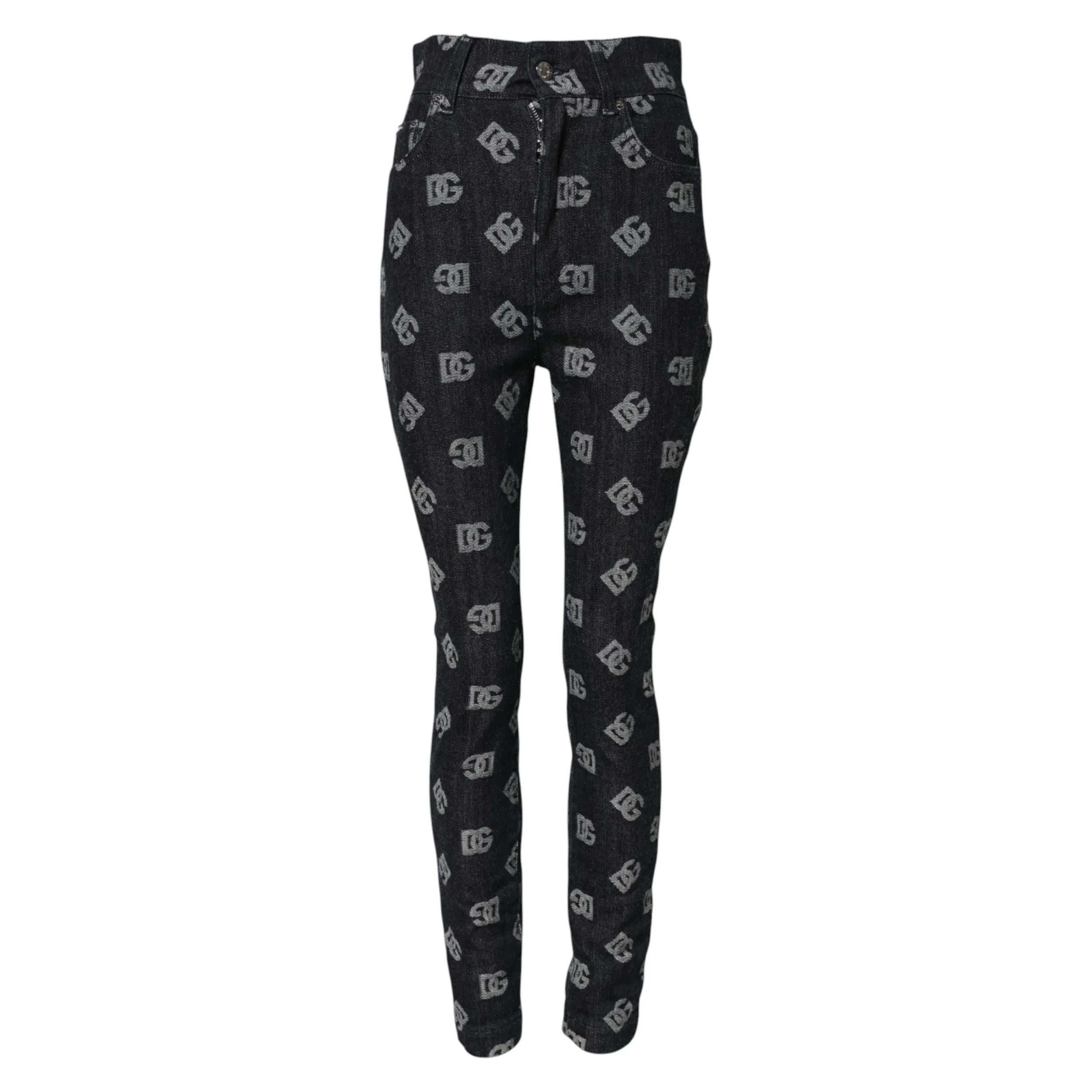 Dolce & Gabbana Black DG Logo High Waist Skinny Denim Jeans - Zeiniez