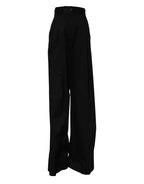 Dolce & Gabbana Black Cotton HighWaist Wide Leg Pants - Zeiniez