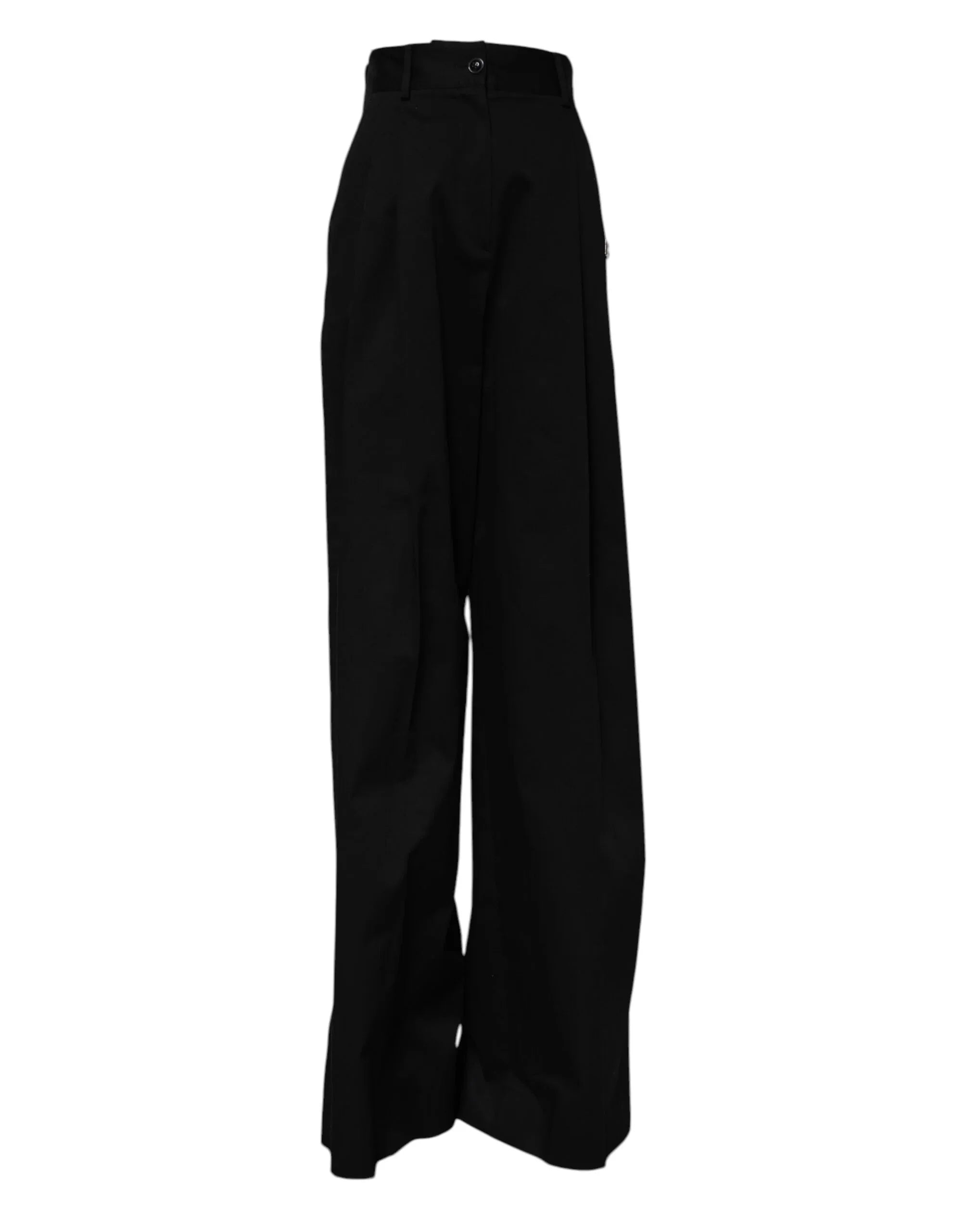 Dolce & Gabbana Black Cotton HighWaist Wide Leg Pants - Zeiniez