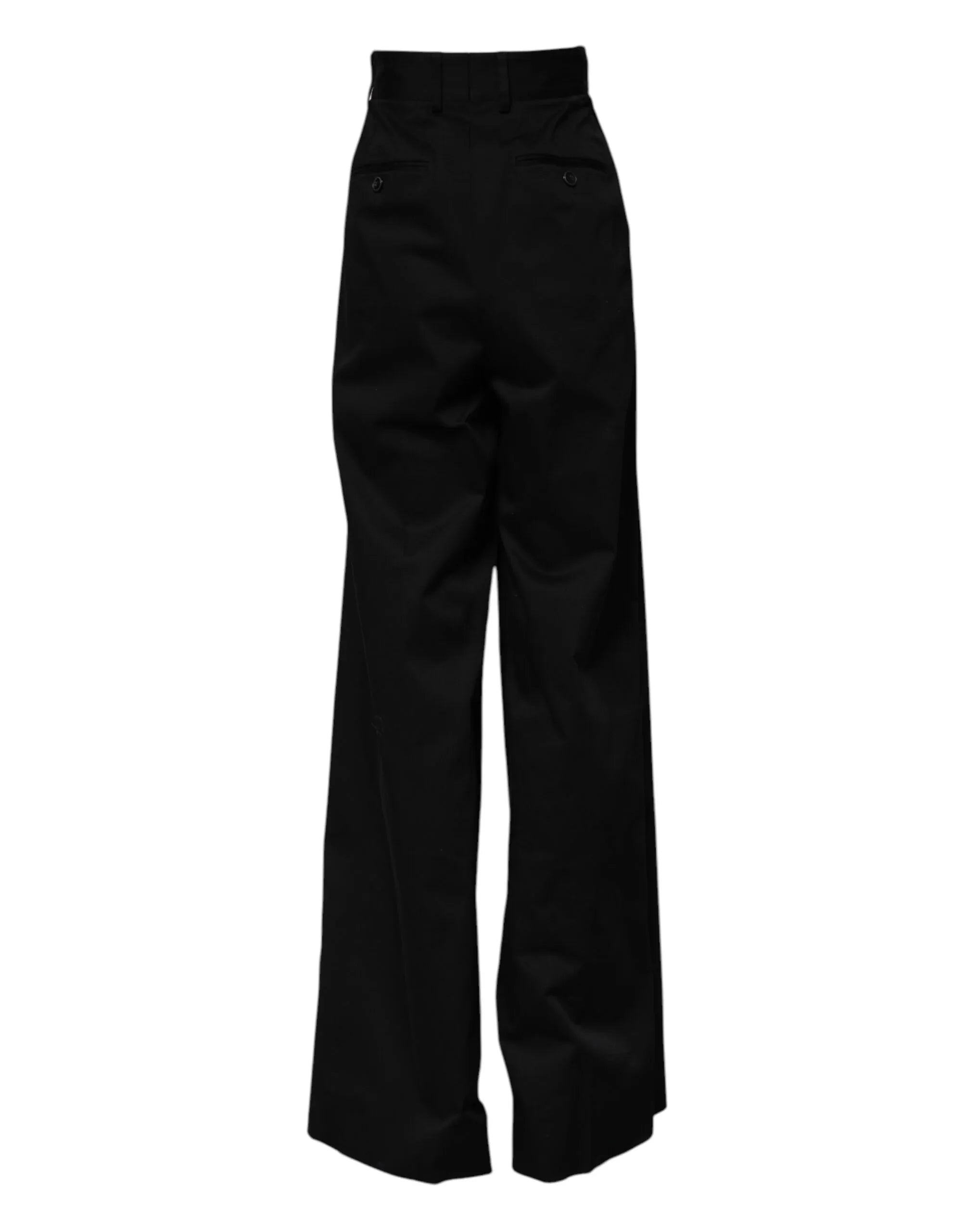 Dolce & Gabbana Black Cotton HighWaist Wide Leg Pants - Zeiniez