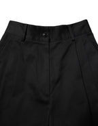 Dolce & Gabbana Black Cotton HighWaist Wide Leg Pants - Zeiniez
