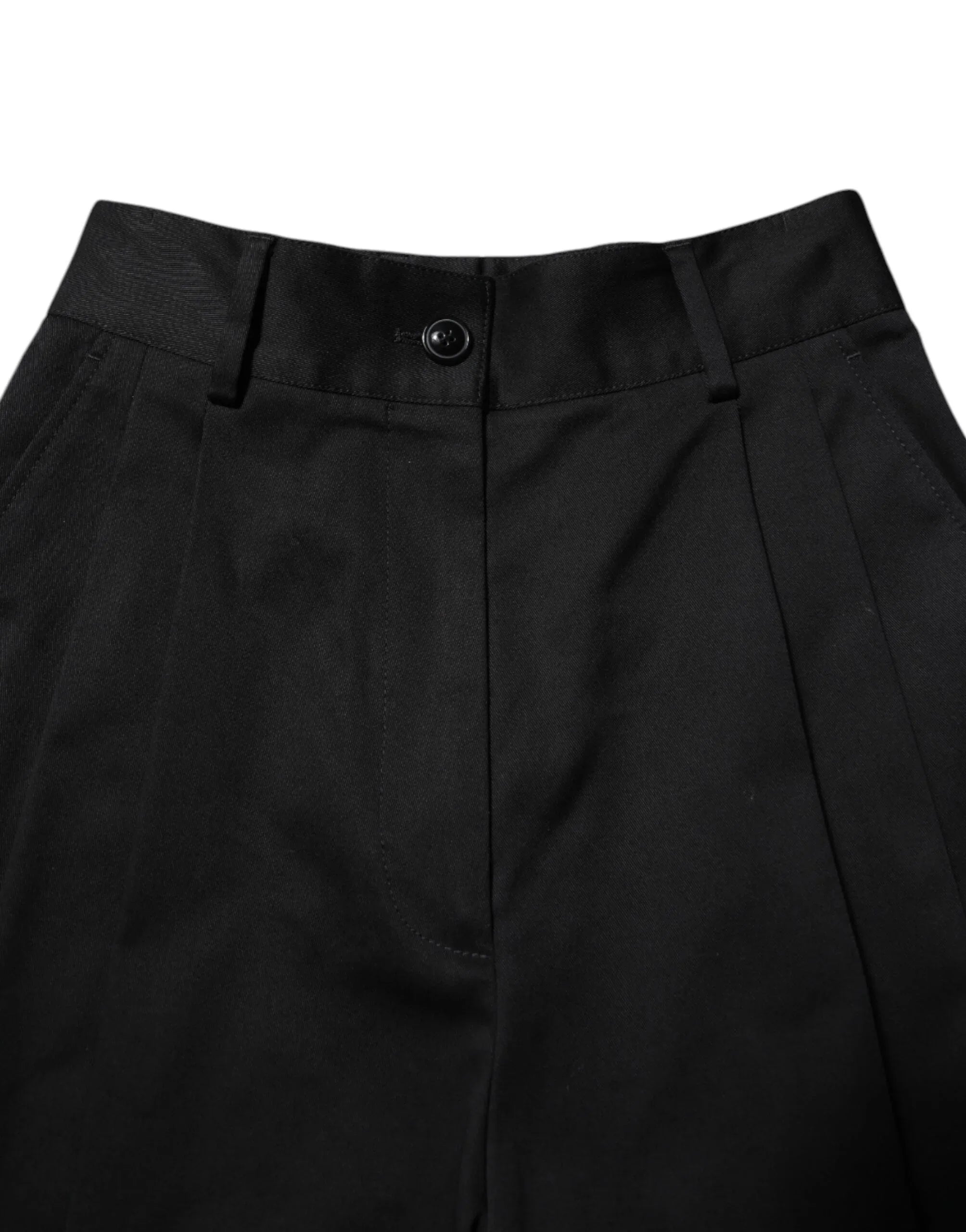 Dolce & Gabbana Black Cotton HighWaist Wide Leg Pants - Zeiniez