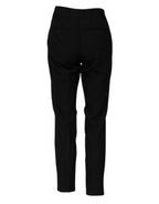 Dolce & Gabbana Black Wool High Waist Tapered Pants - Zeiniez