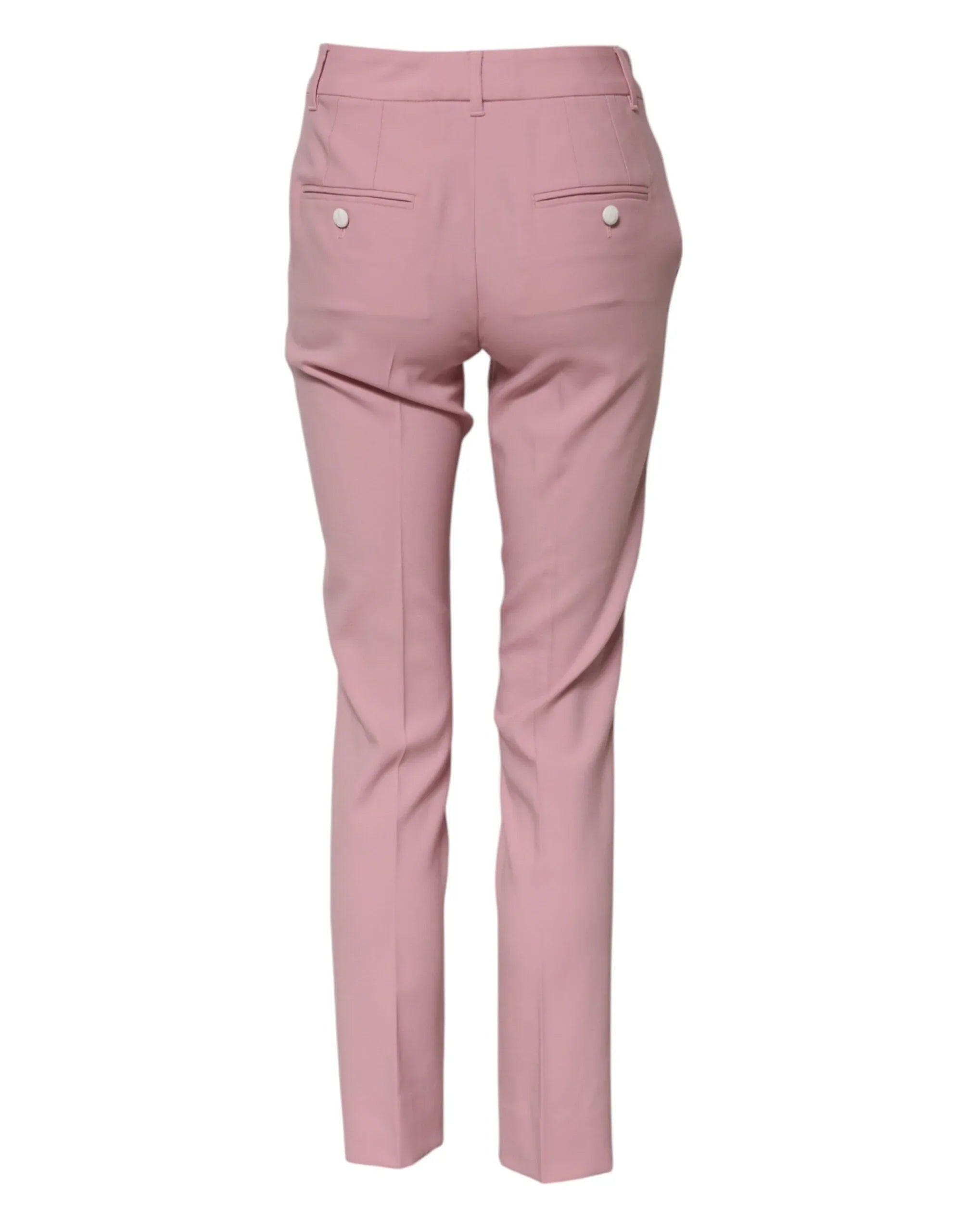 Dolce & Gabbana Pink Wool High Waist Tapered Pants - Zeiniez