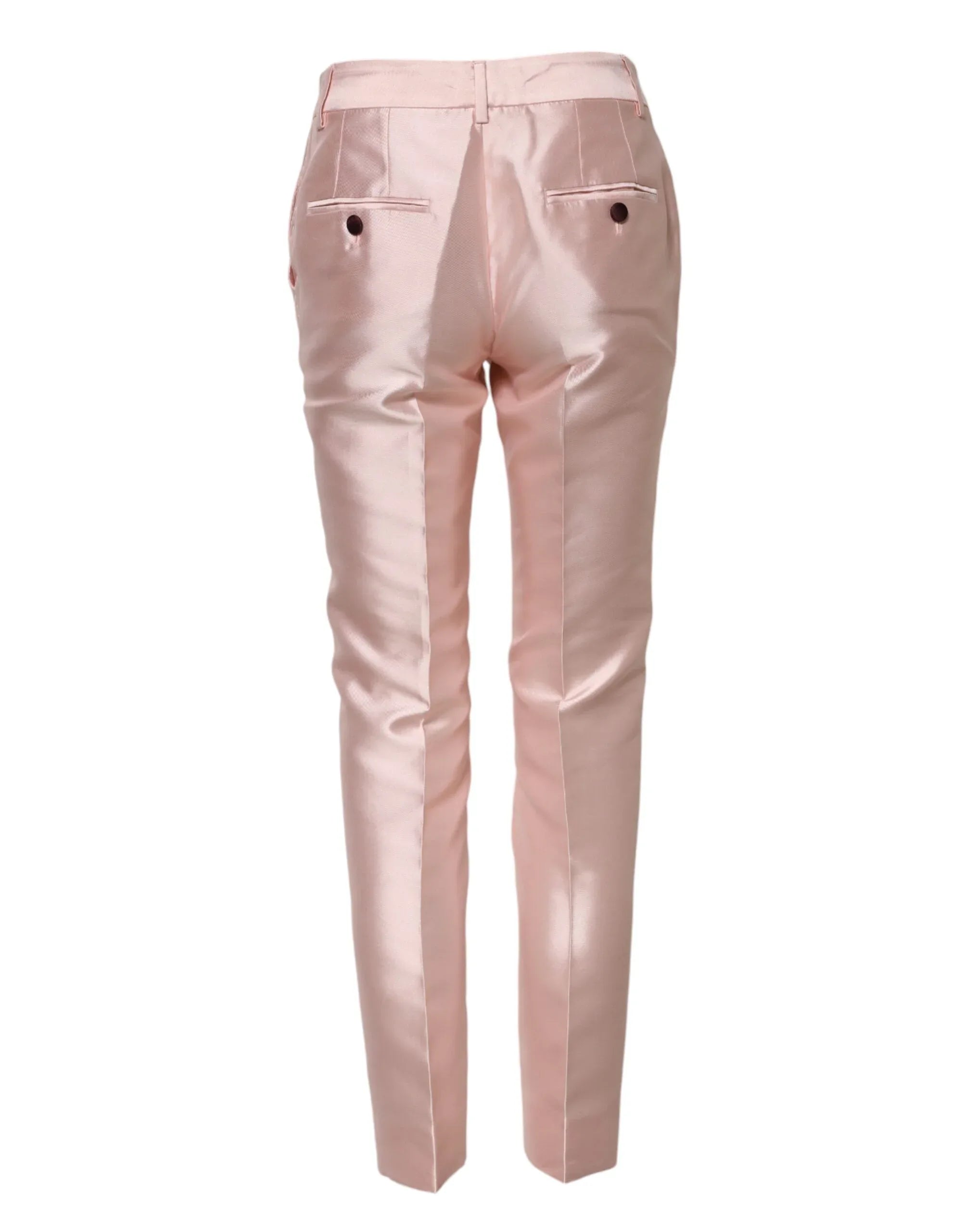 Dolce & Gabbana Pink Satin High Waist Tapered Pants - Zeiniez