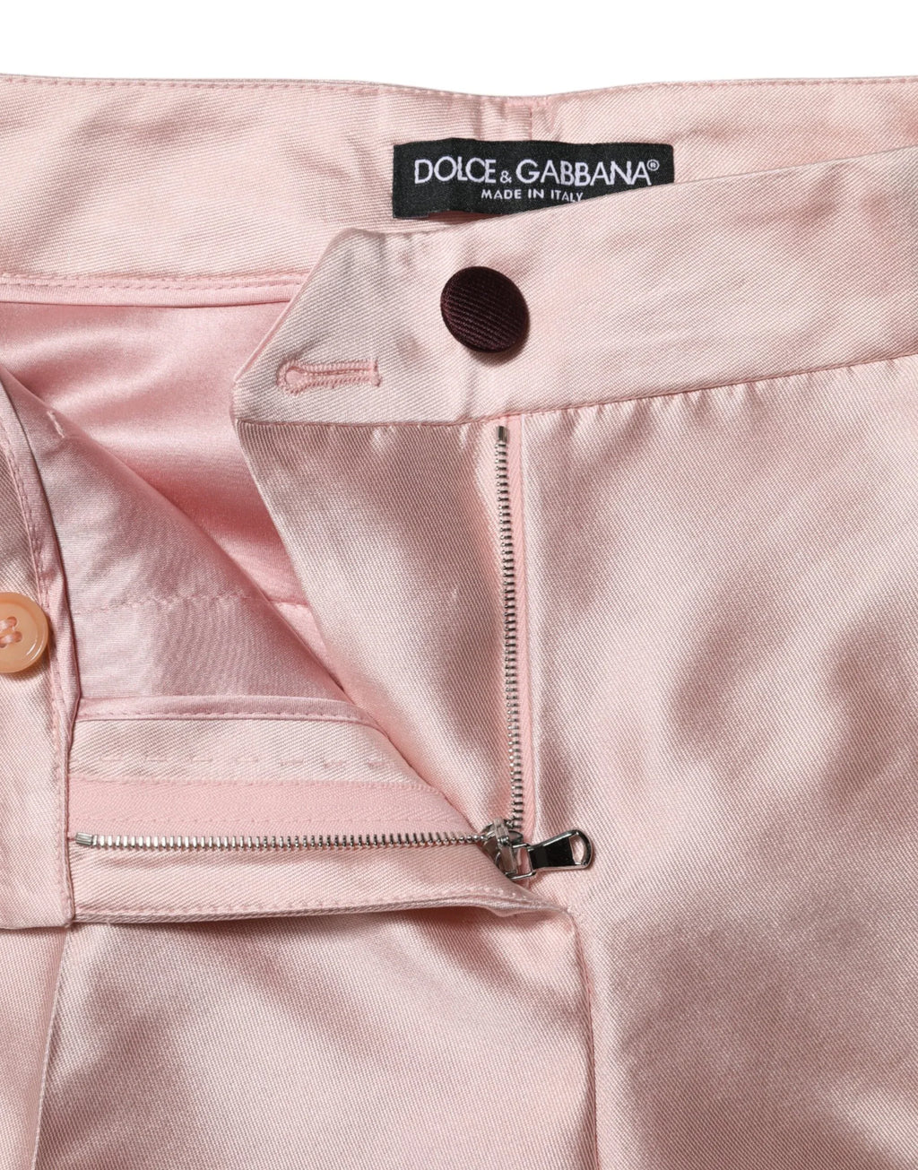 Dolce & Gabbana Pink Satin High Waist Tapered Pants - Zeiniez