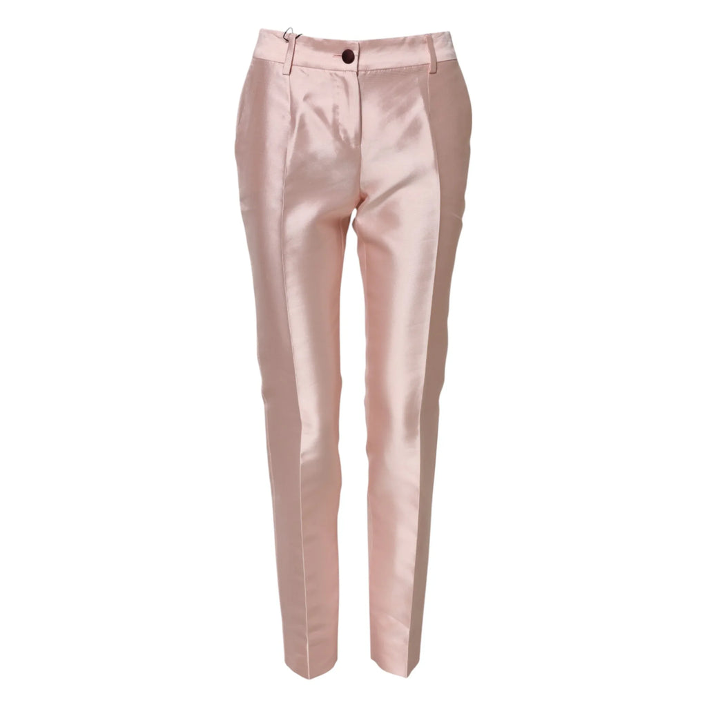 Dolce & Gabbana Pink Satin High Waist Tapered Pants - Zeiniez
