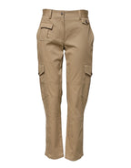 Dolce & Gabbana Beige Mid Waist Cargo Tapered Pants - Zeiniez
