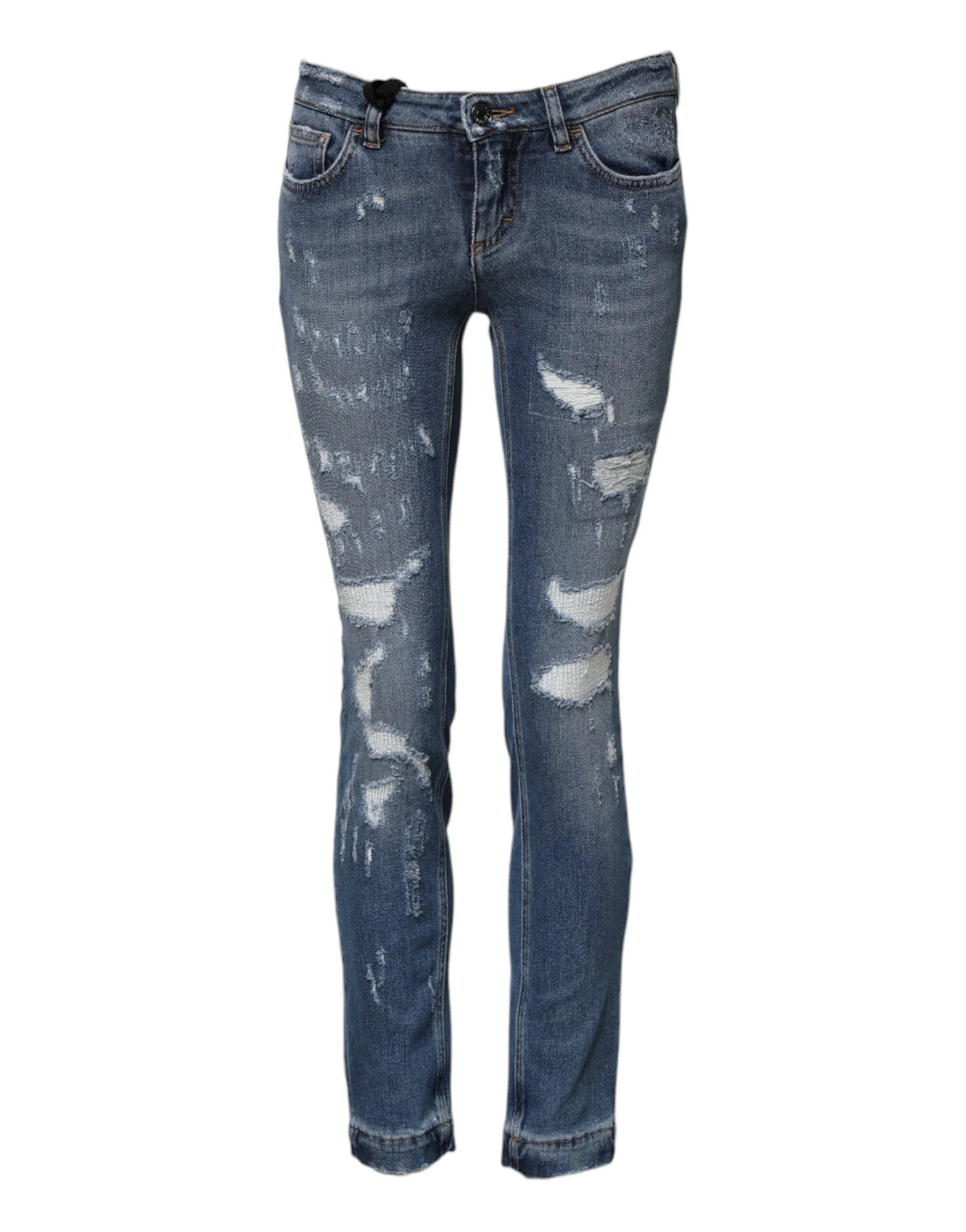 Dolce & Gabbana Blue PRETTY Tattered Skinny Denim Jeans - Zeiniez