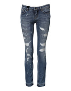 Dolce & Gabbana Blue PRETTY Tattered Skinny Denim Jeans