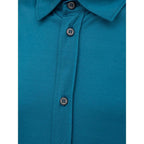 Canali Blue Cotton Shortsleeve Shirt - Zeiniez