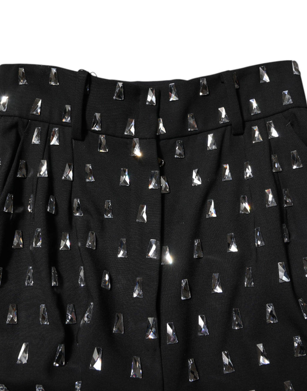 Dolce & Gabbana Black Crystal Embellished Wide Leg Pants