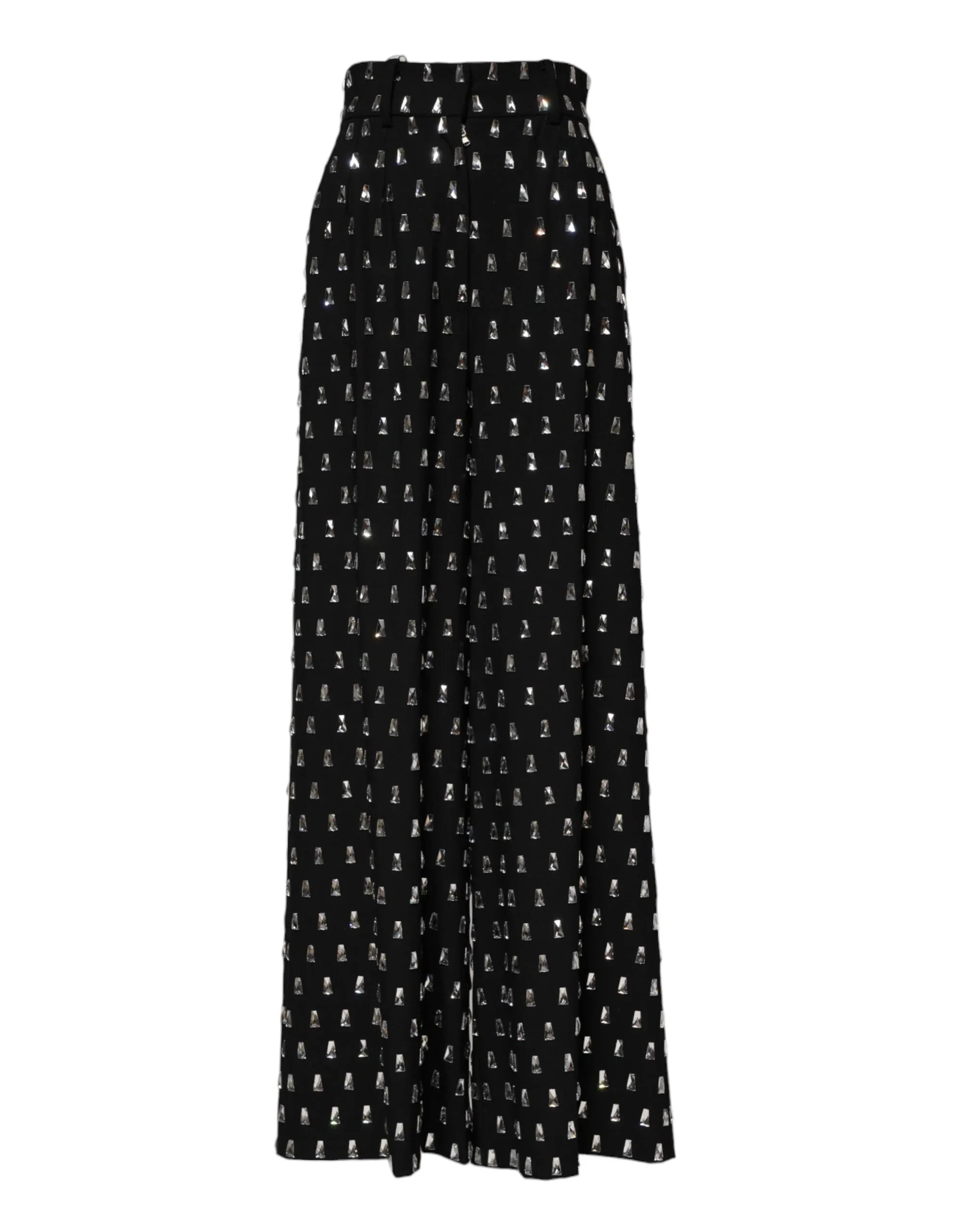 Dolce & Gabbana Black Crystal Embellished Wide Leg Pants - Zeiniez