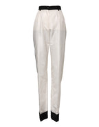 Dolce & Gabbana White High Waist Straight Dress Trouser Pants