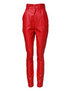 Dolce & Gabbana Red Viscose High Waist Tapered Trouser Pants - Zeiniez