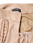 Dolce & Gabbana Beige Lace Details Mid Waist Skinny Pants