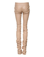Dolce & Gabbana Beige Lace Details Mid Waist Skinny Pants - Zeiniez