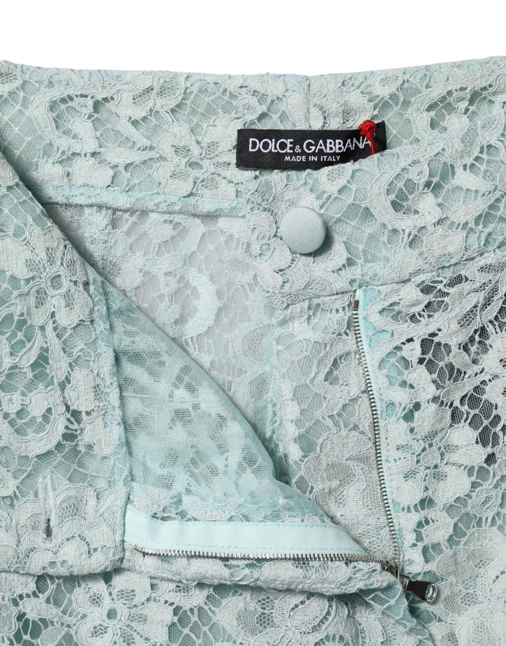 Dolce & Gabbana Mint Green Cotton Floral Lace Trousers Pants - Zeiniez