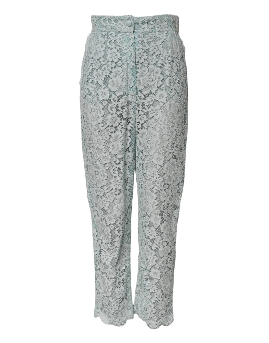 Dolce & Gabbana Mint Green Cotton Floral Lace Trousers Pants - Zeiniez