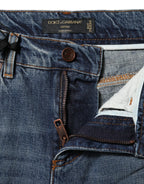 Dolce & Gabbana Blue Cotton Tattered Mid Waist Denim Jeans - Zeiniez