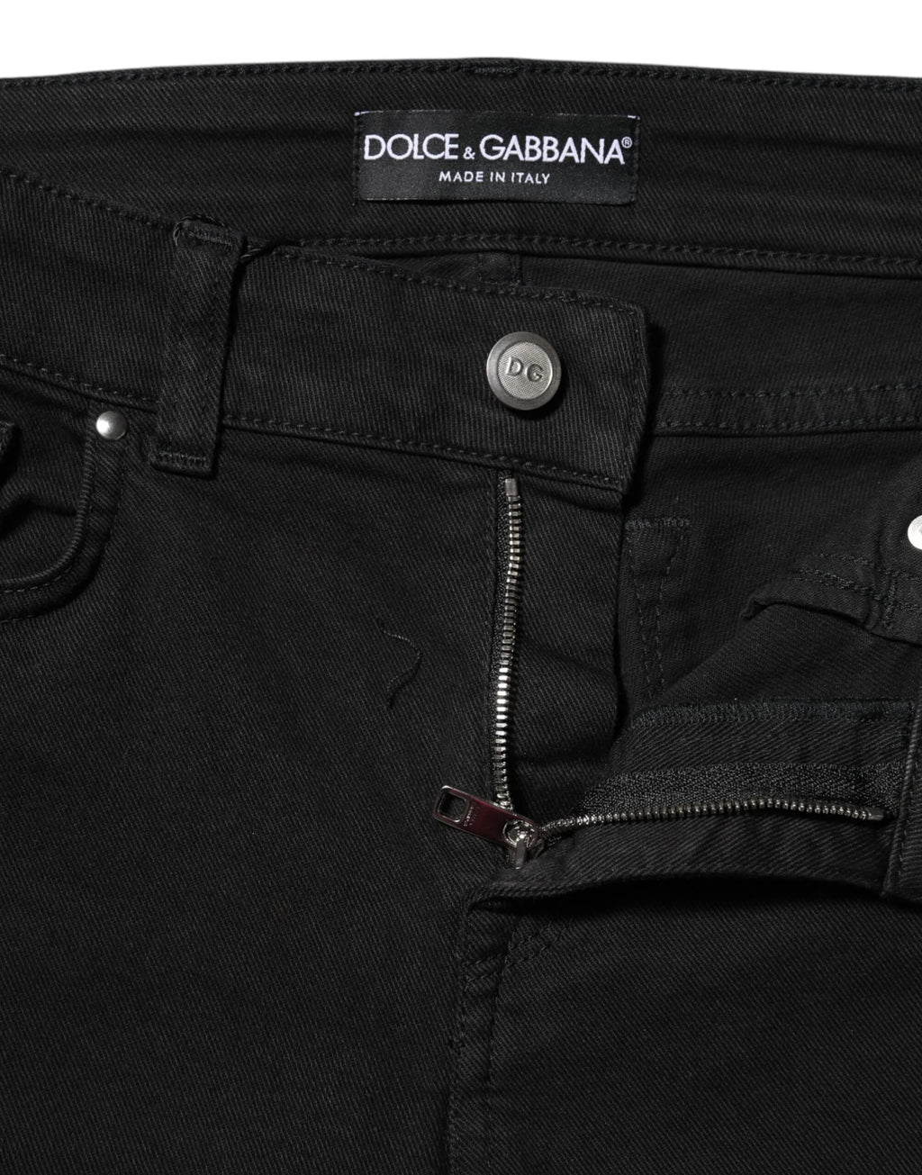 Dolce & Gabbana Black Cotton Logo Skinny MidWaist Denim Jeans - Zeiniez