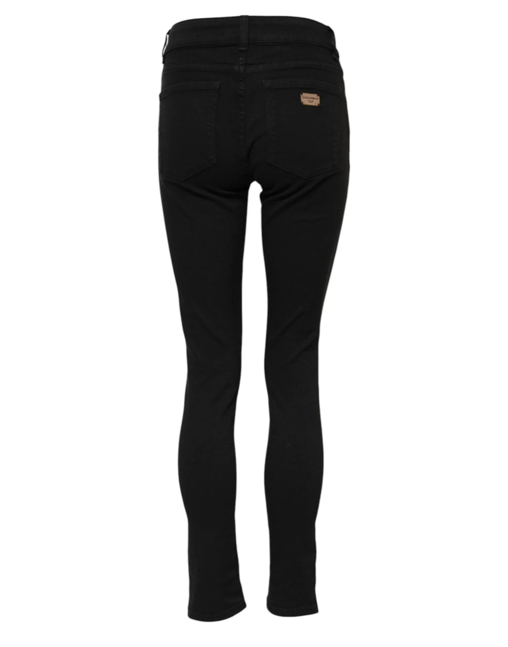 Dolce & Gabbana Black Cotton Logo Skinny MidWaist Denim Jeans - Zeiniez