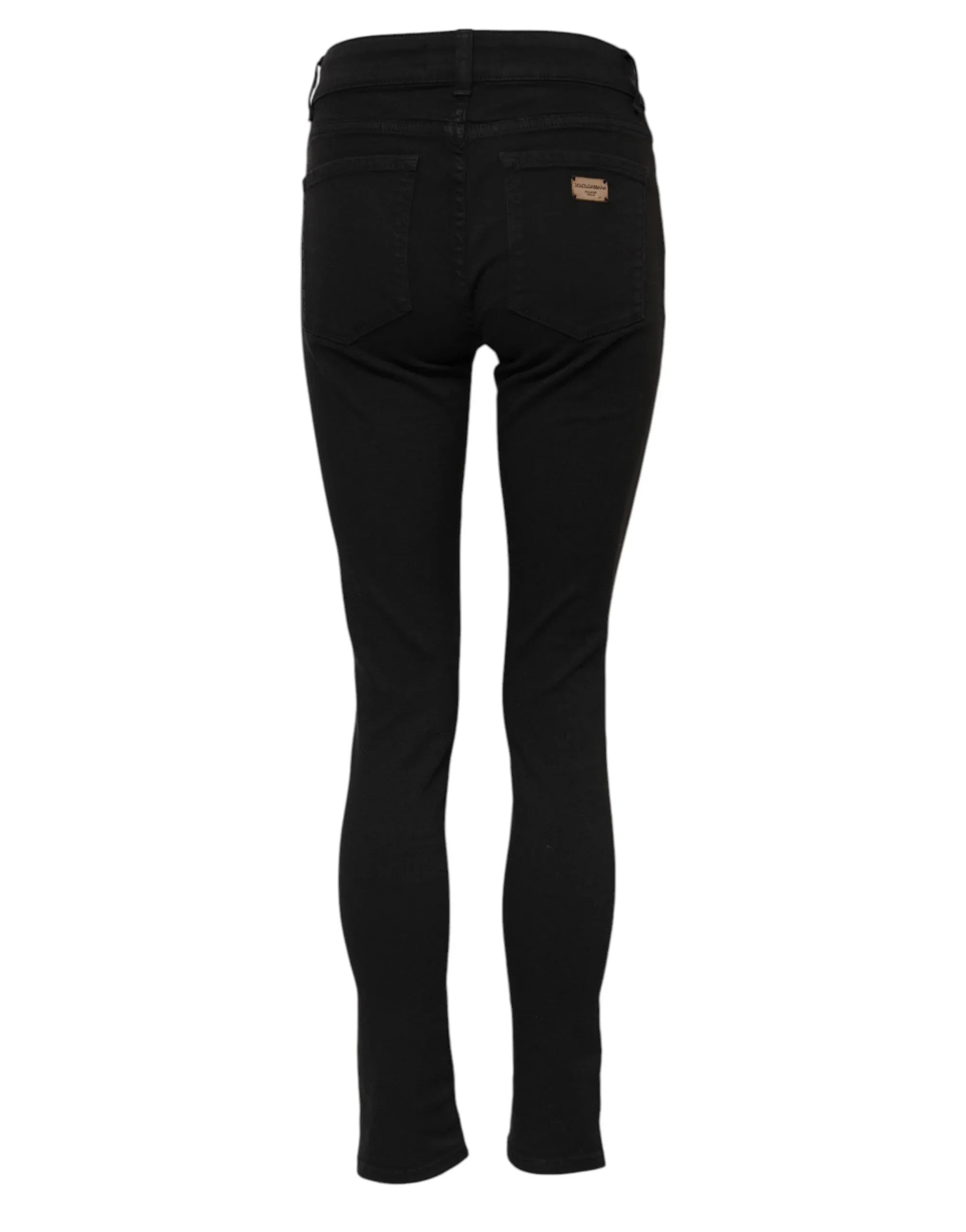 Dolce & Gabbana Black Cotton Logo Skinny MidWaist Denim Jeans - Zeiniez