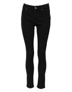 Dolce & Gabbana Black Cotton Logo Skinny MidWaist Denim Jeans