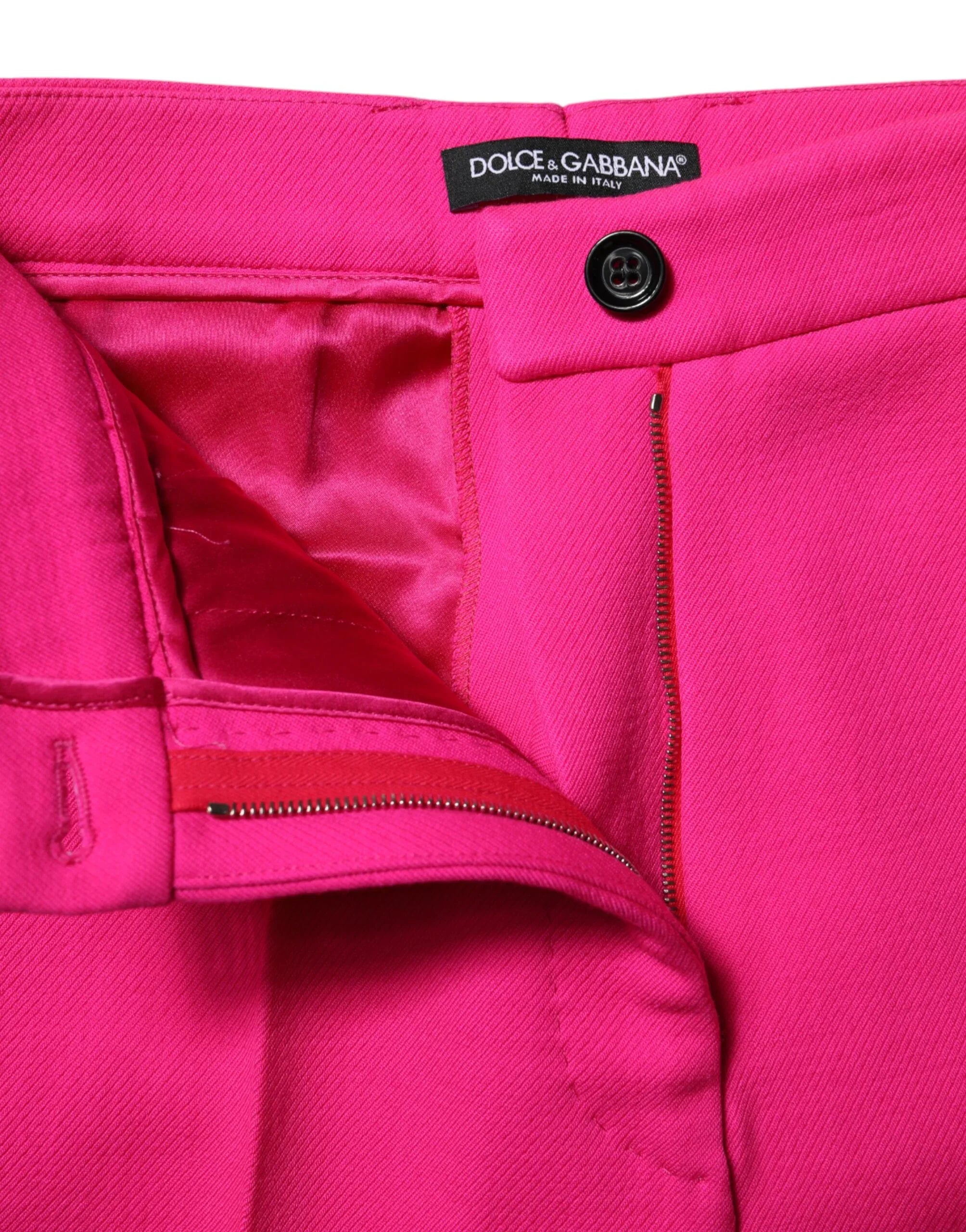 Dolce & Gabbana Fuchsia Pink HighWaist Tapered Trouser Pants - Zeiniez
