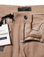 Dolce & Gabbana Brown Cotton Boyfriend Denim Trousers Jeans