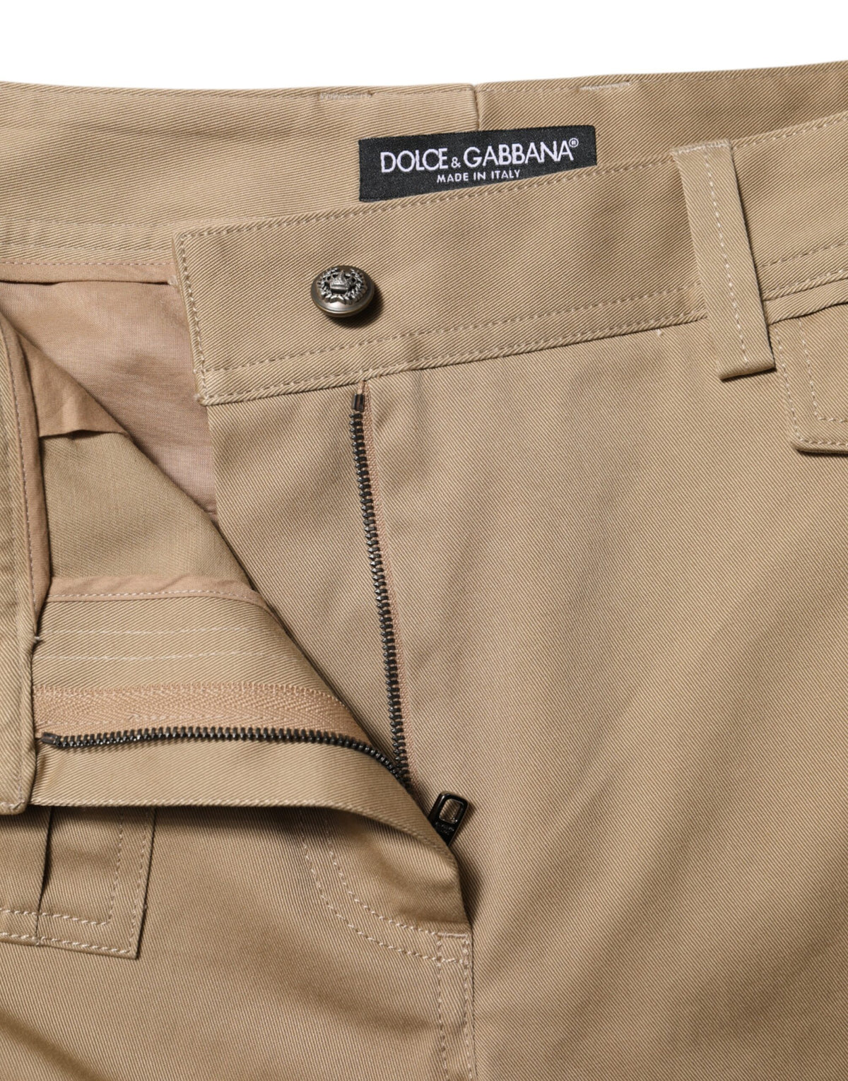 Dolce & Gabbana Beige Mid Waist Cargo Tapered Pants