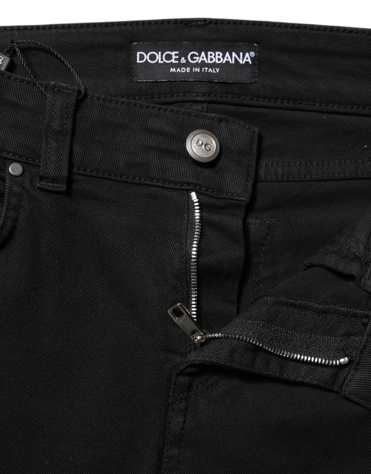 Dolce & Gabbana Black Cotton Skinny Mid Waist Denim Jeans