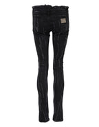 Dolce & Gabbana Black Cotton Tattered Skinny Denim Jeans
