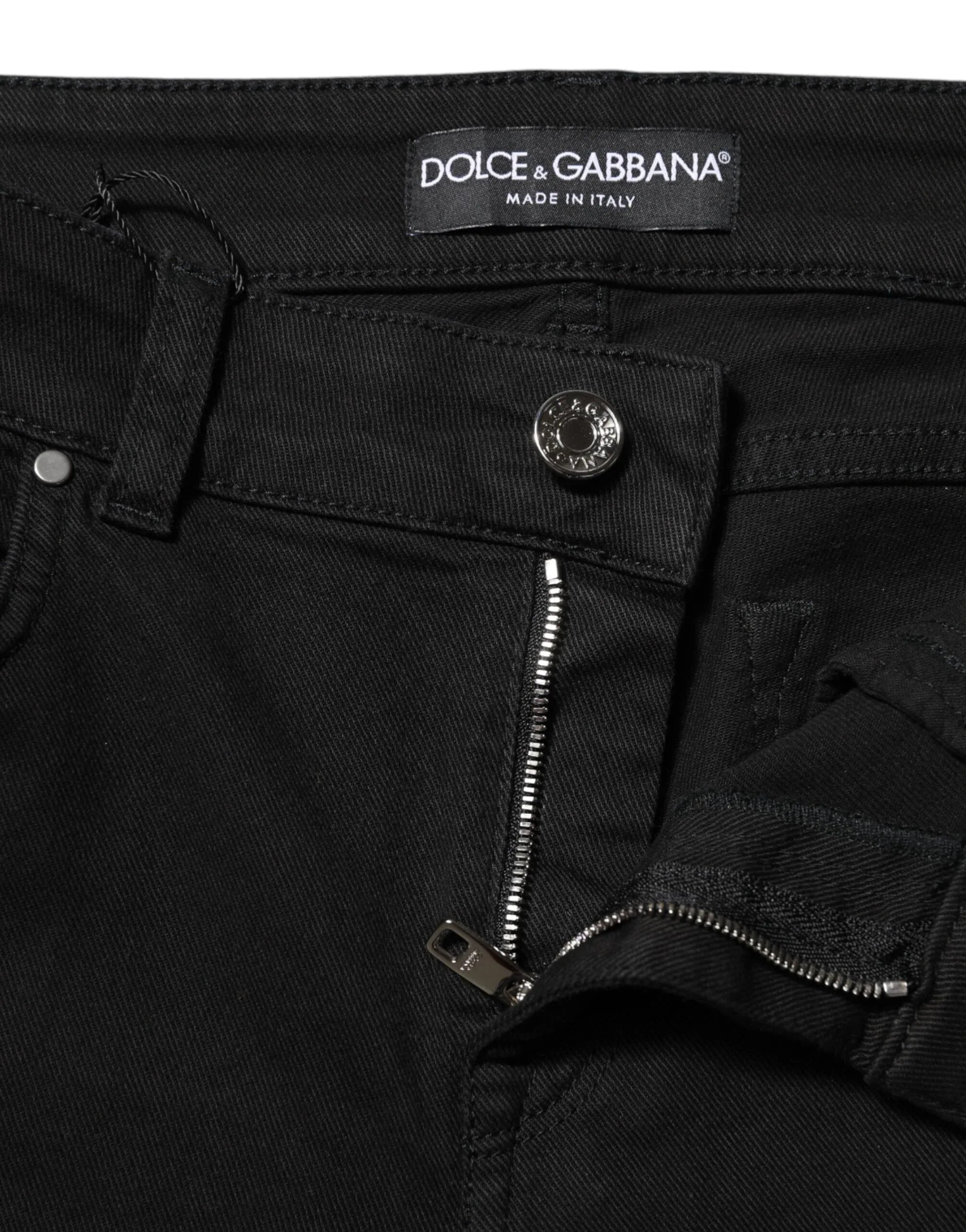 Dolce & Gabbana Black Cotton Skinny Mid Waist Denim Jeans - Zeiniez