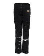 Dolce & Gabbana Black Cotton Tattered Mid Waist Denim Jeans - Zeiniez