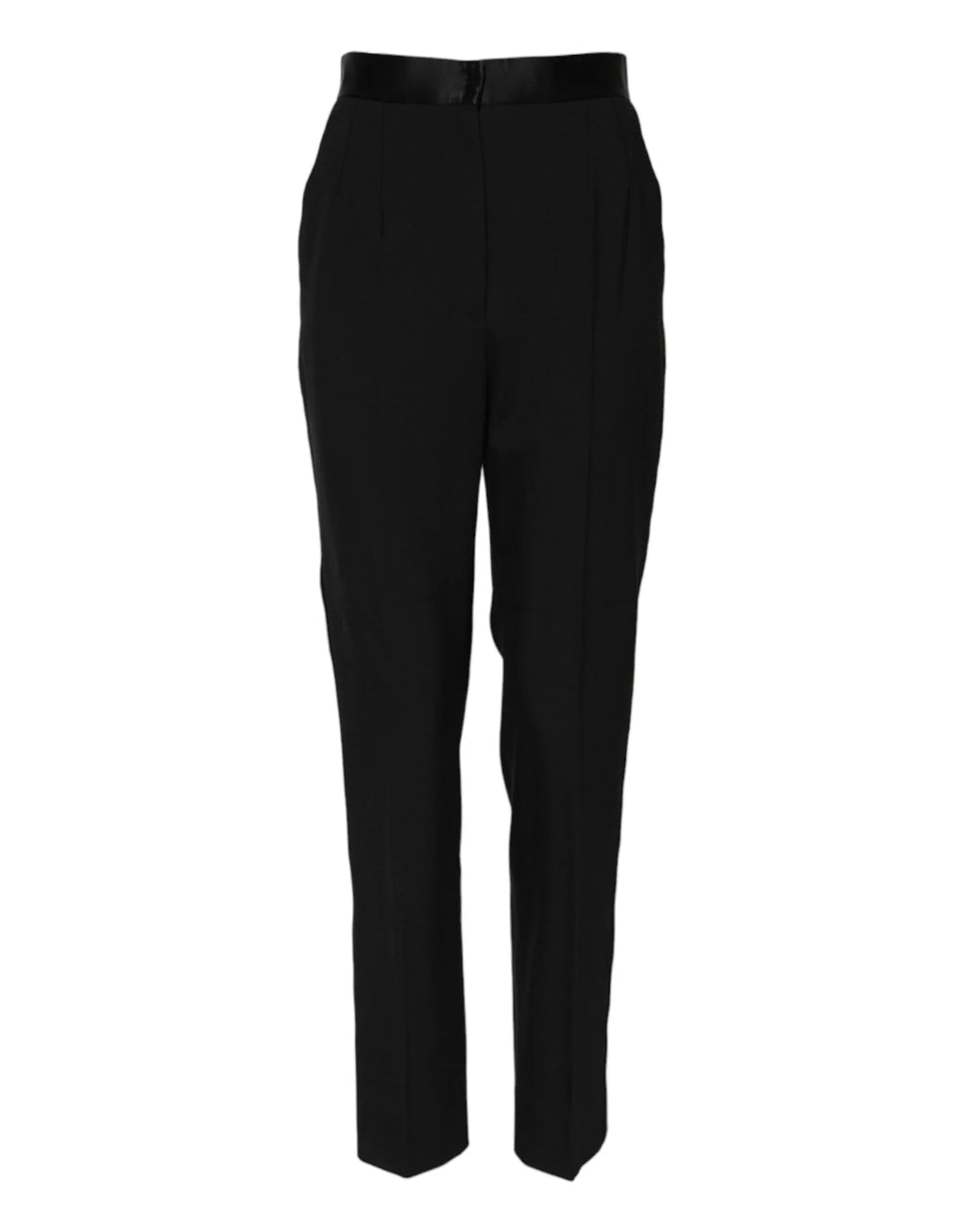 Dolce & Gabbana Black Wool Tapered High Waist Pants - Zeiniez