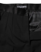 Dolce & Gabbana Black Wool Tapered High Waist Pants - Zeiniez