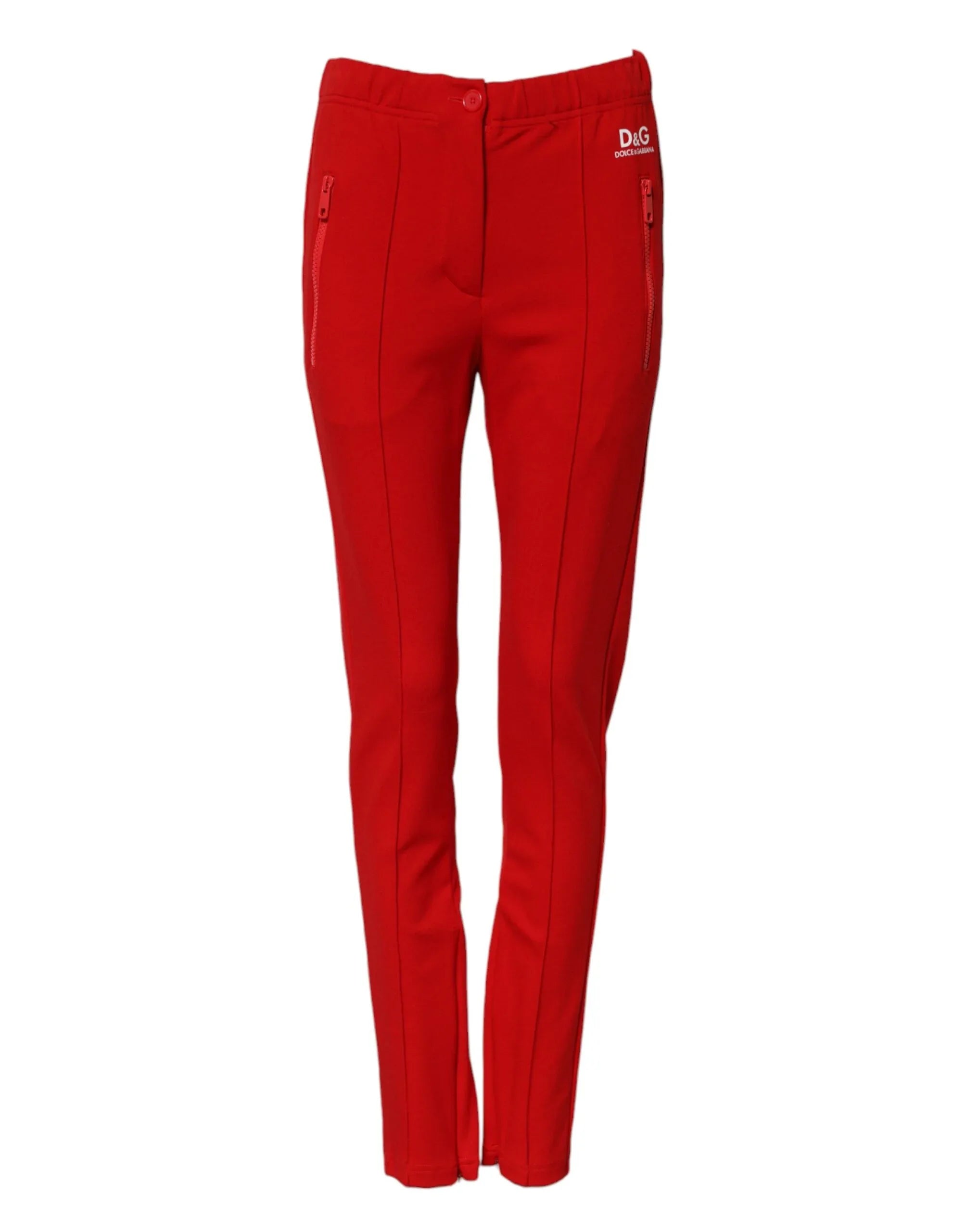 Dolce & Gabbana Red Mid Waist Slim Fit Pants - Zeiniez