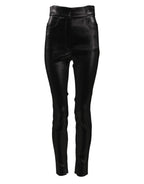 Dolce & Gabbana Black Cotton Stretch Lurex Thread Skinny Pants - Zeiniez