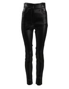 Dolce & Gabbana Black Cotton Stretch Lurex Thread Skinny Pants