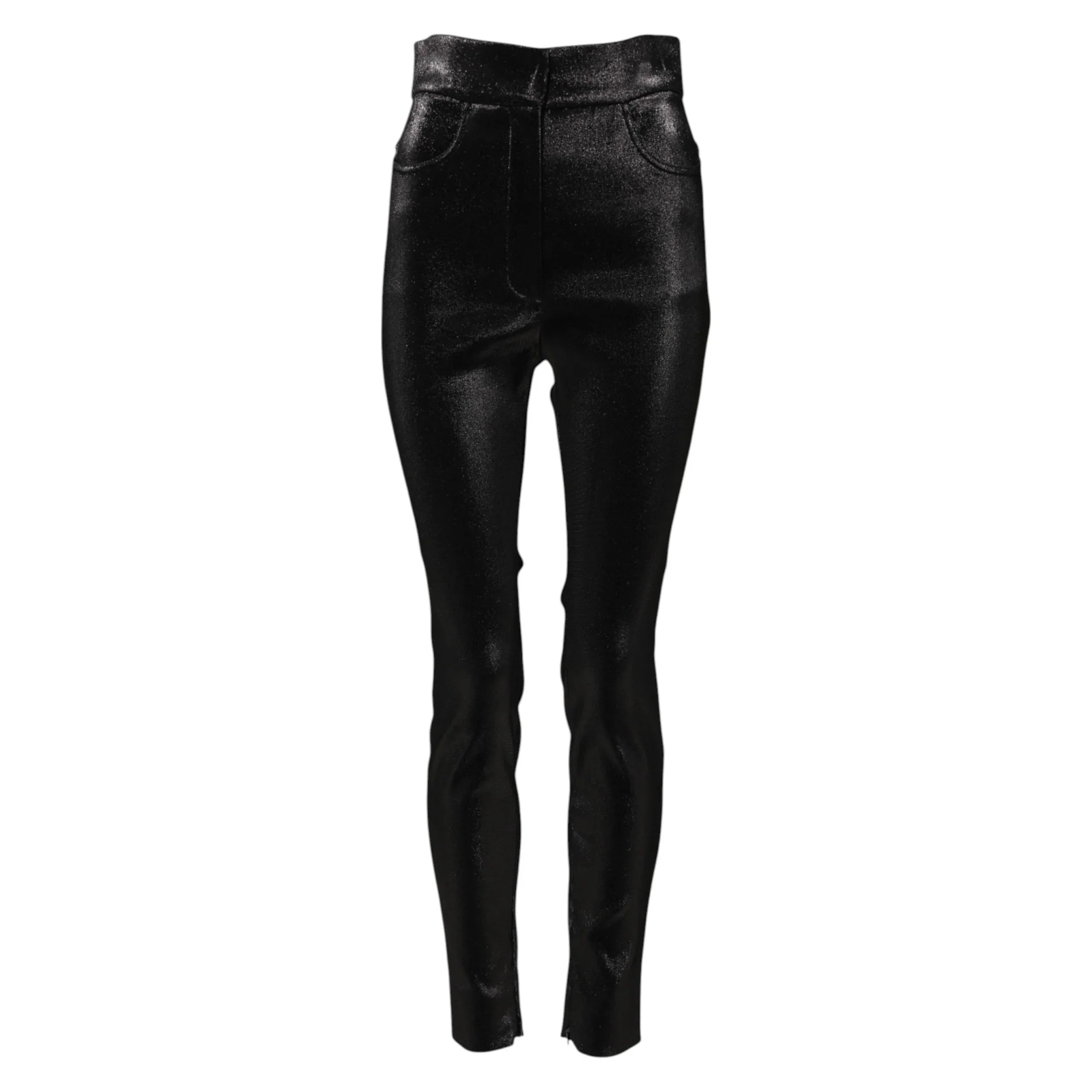 Dolce & Gabbana Black Cotton Stretch Lurex Thread Skinny Pants - Zeiniez