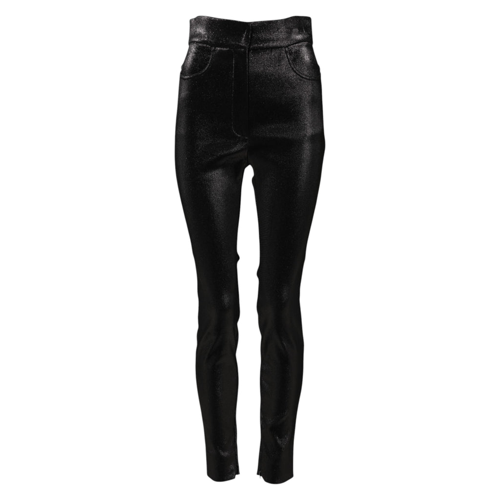 Dolce & Gabbana Black Cotton Stretch Lurex Thread Skinny Pants