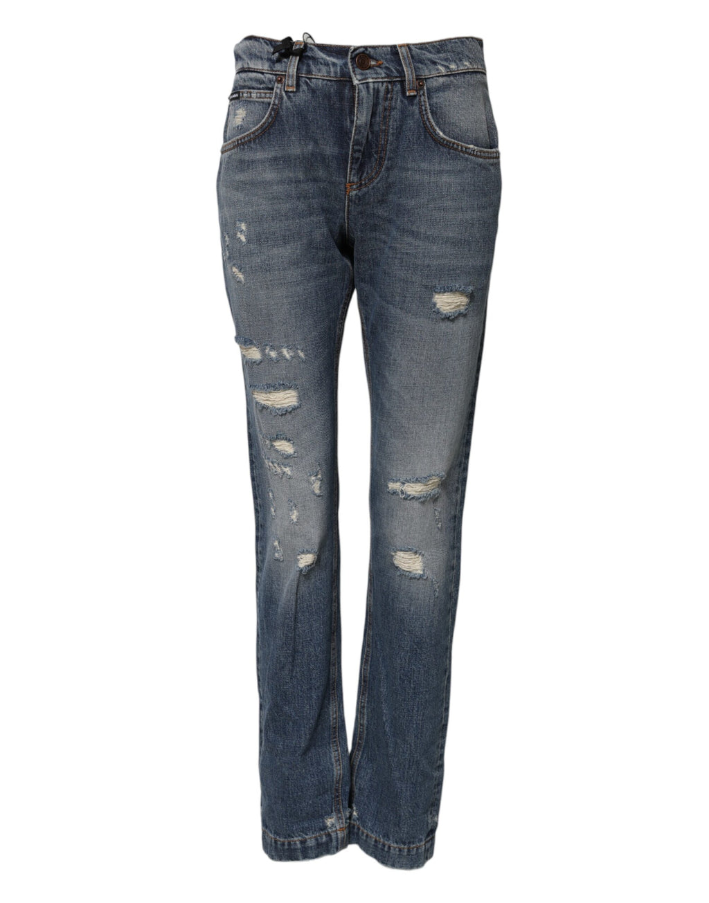 Dolce & Gabbana Blue Cotton Boyfriend Tattered Denim Jeans