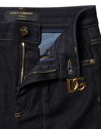 Dolce & Gabbana Blue Cotton High Waist Skinny Denim Jeans - Zeiniez