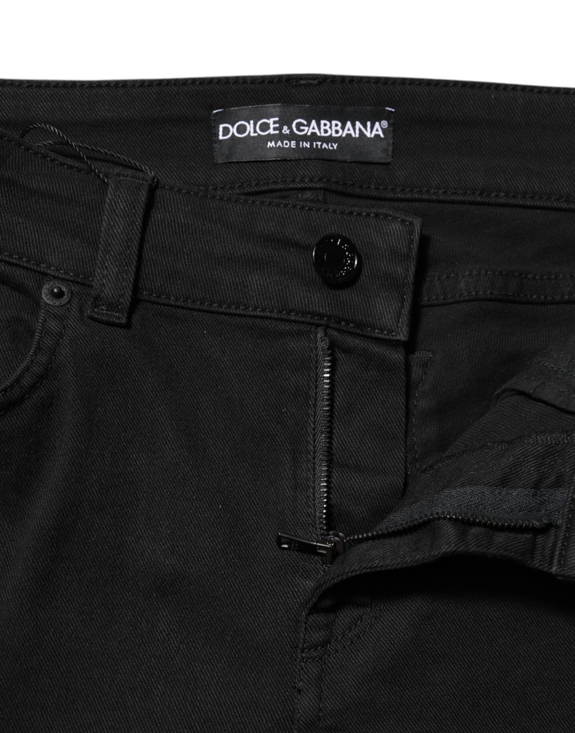 Dolce & Gabbana Black Cotton Skinny Mid Waist Denim Jeans - Zeiniez