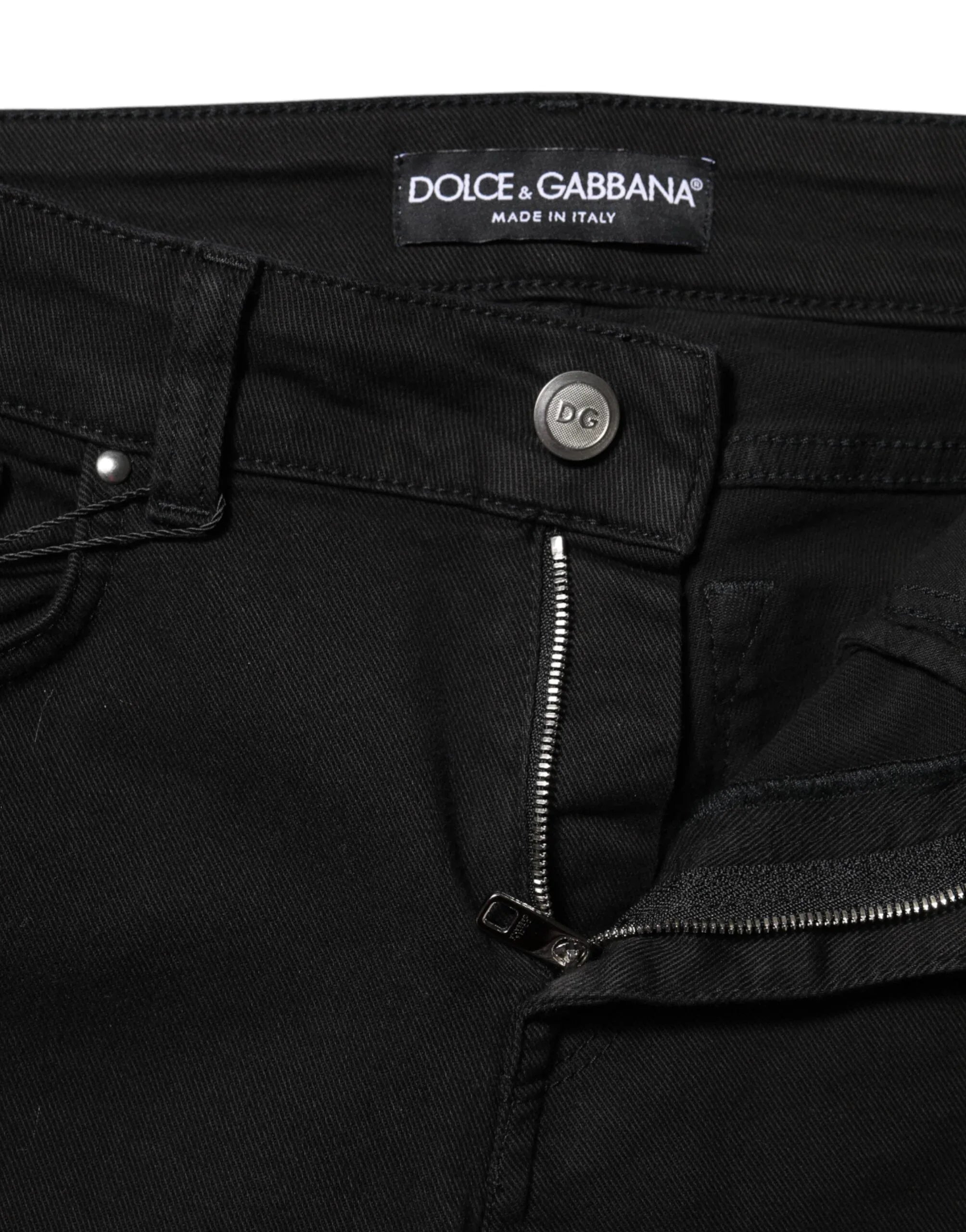 Dolce & Gabbana Black Cotton Skinny Mid Waist Denim Jeans - Zeiniez