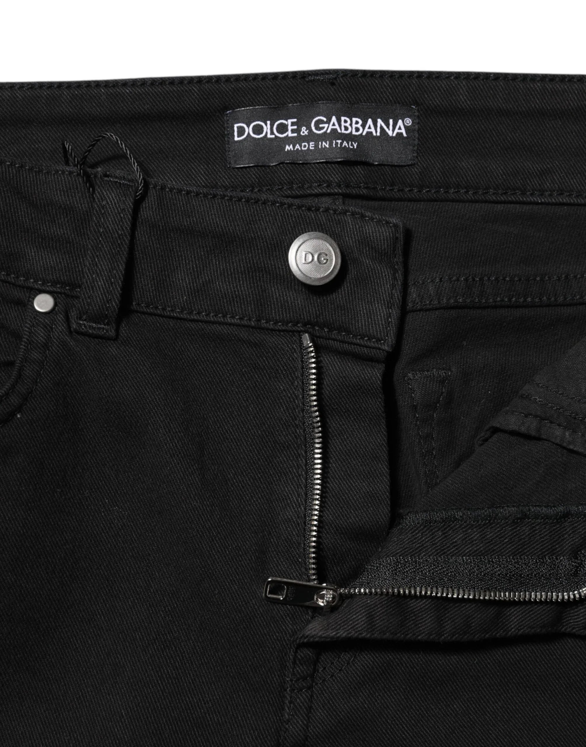 Dolce & Gabbana Black Cotton Skinny Mid Waist Denim Jeans - Zeiniez